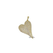 Gold slanted heart charm with shimmering pavé crystals
