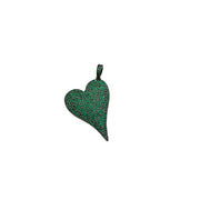 Bold green heart charm with shimmering pavé stones