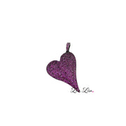Magnificent slanted heart charm hot pink pave heart pendant charm