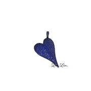 Magnificent slanted heart charm navy gunmetal pave heart pendant charm