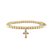 mary diamond cross bracelet gold closeup showing crystal cross charm love lisa