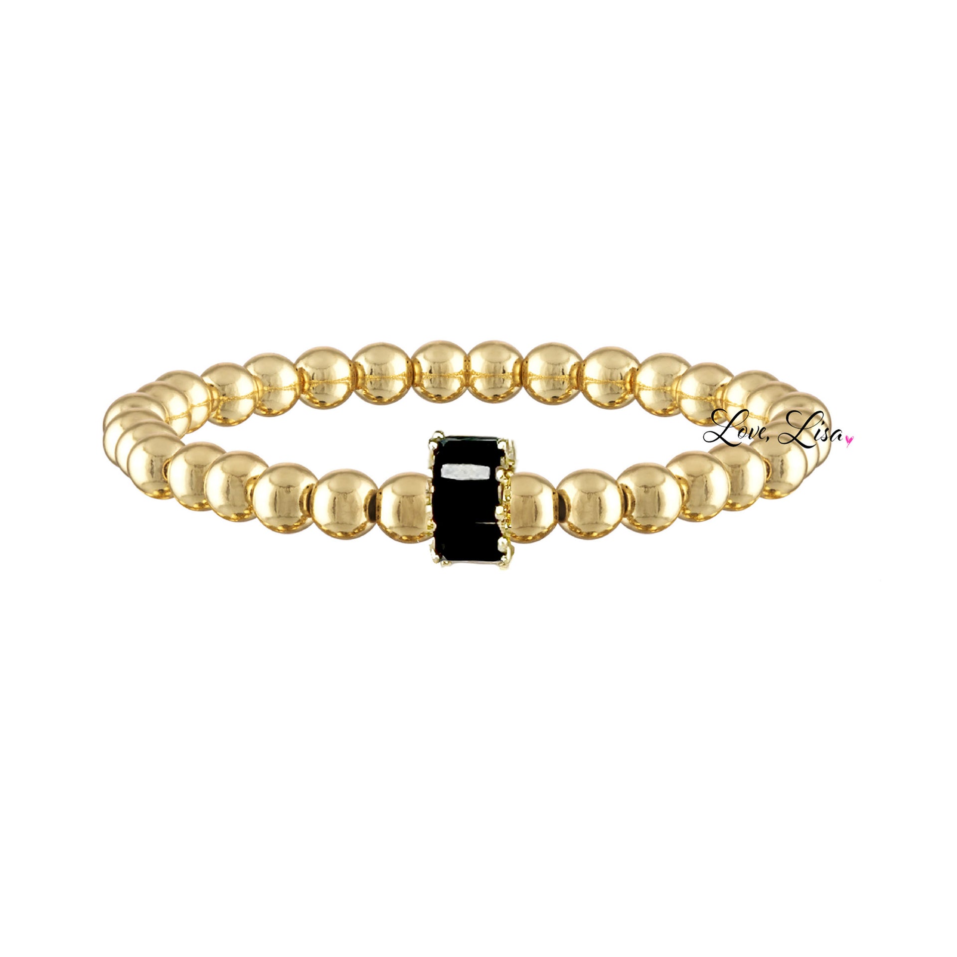 melissa baguette bead bracelet gold beads black baguette charm bracelet