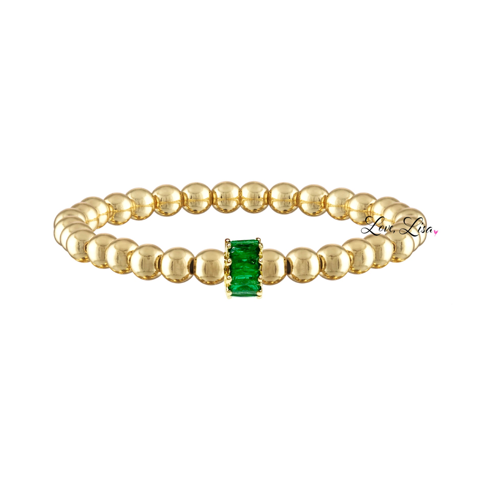 melissa baguette bead bracelet gold beads green baguette charm bracelet