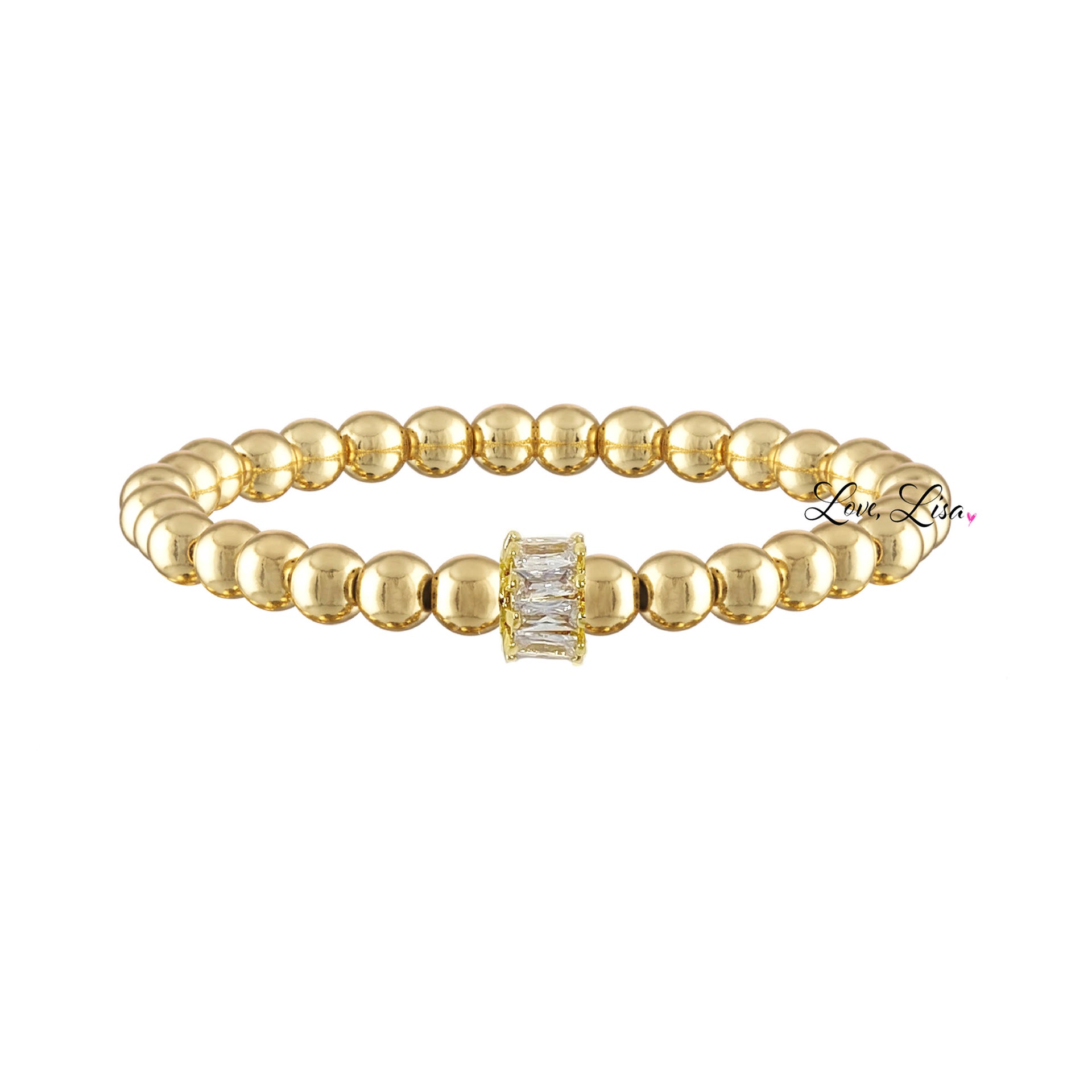 Love Lisa melissa baguette bead bracelet gold beads crystal baguette bracelet