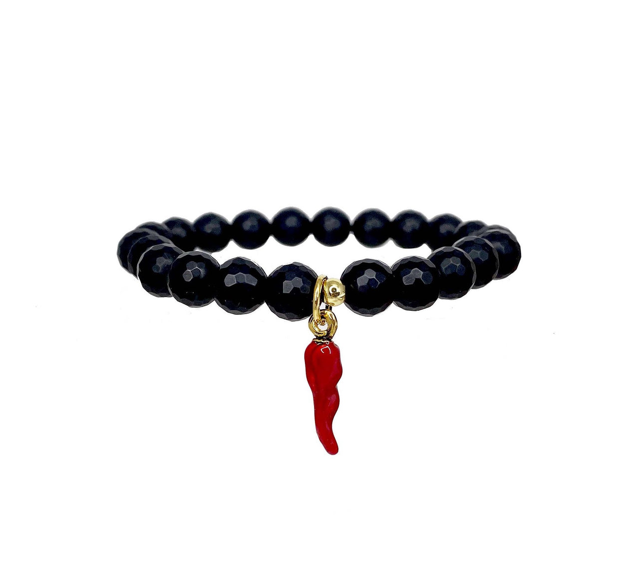 Love Lisa mens black beaded bracelet red horn lifestyle photo