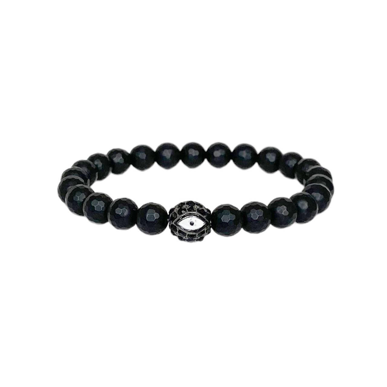 Love Lisa Men’s Protection Bracelet black onyx and evil eye bead