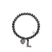 Love Lisa gunmetal personalized initial bracelet with pavé charm