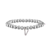 Love Lisa Milania silver personalized beaded bracelet with pavé initial charm