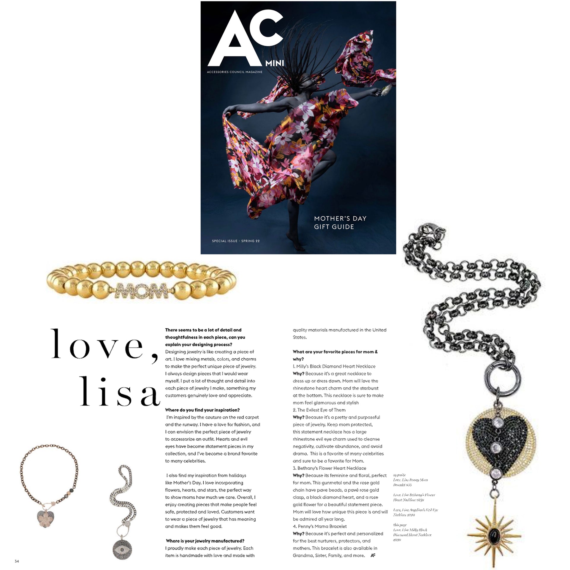  milly heart necklace magazine feature layout