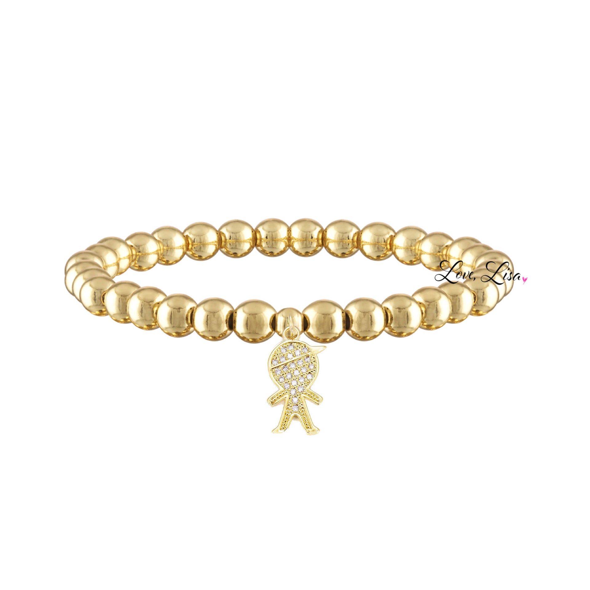 gold mommy bracelet with boy charm love lisa jewelry