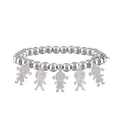 silver mommy bracelet with five pavé children charms love lisa jewelry personalized mom bracelet