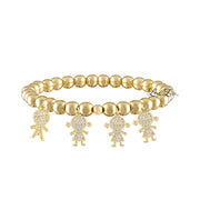 gold mommy bracelet with four pavé charms love lisa jewelry