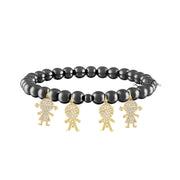 gunmetal mommy bracelet with four gold pavé charms love lisa jewelry