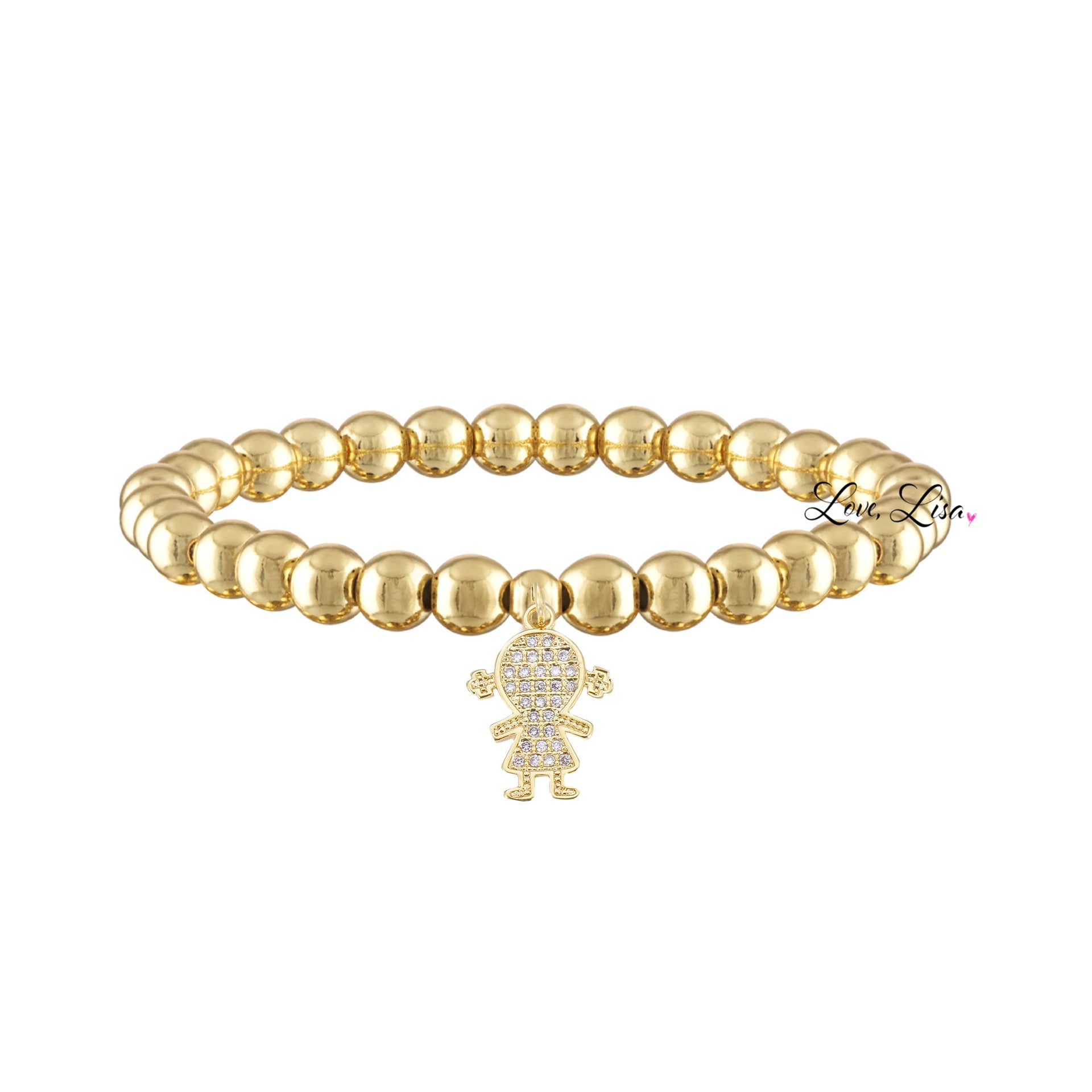 gold mommy bracelet with girl charm love lisa jewelry