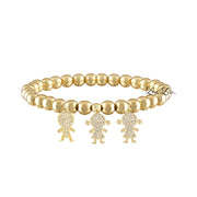 gold mommy bracelet with three pavé charms love lisa jewelry