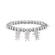 silver mommy bracelet with three pavé children charms love lisa jewelry