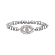 Monica Evil Eye Beaded Bracelet by Love Lisa in silver with sparkling pavé crystals