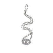 silver evil eye necklace with sparkling crystal pendant delicate womens jewelry