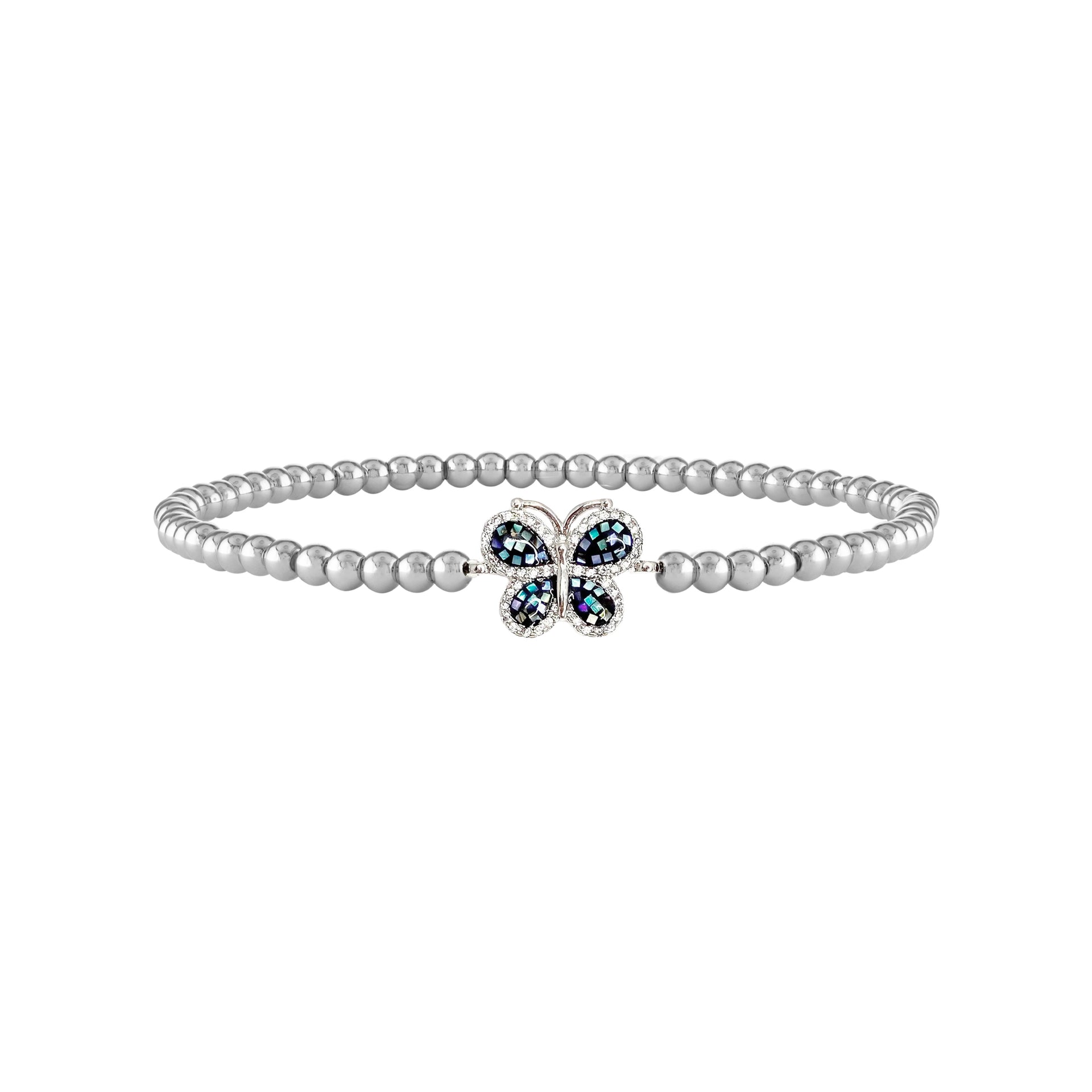 mosaic butterfly anklet silver closeup elegant beaded stretch ankle bracelet love lisa