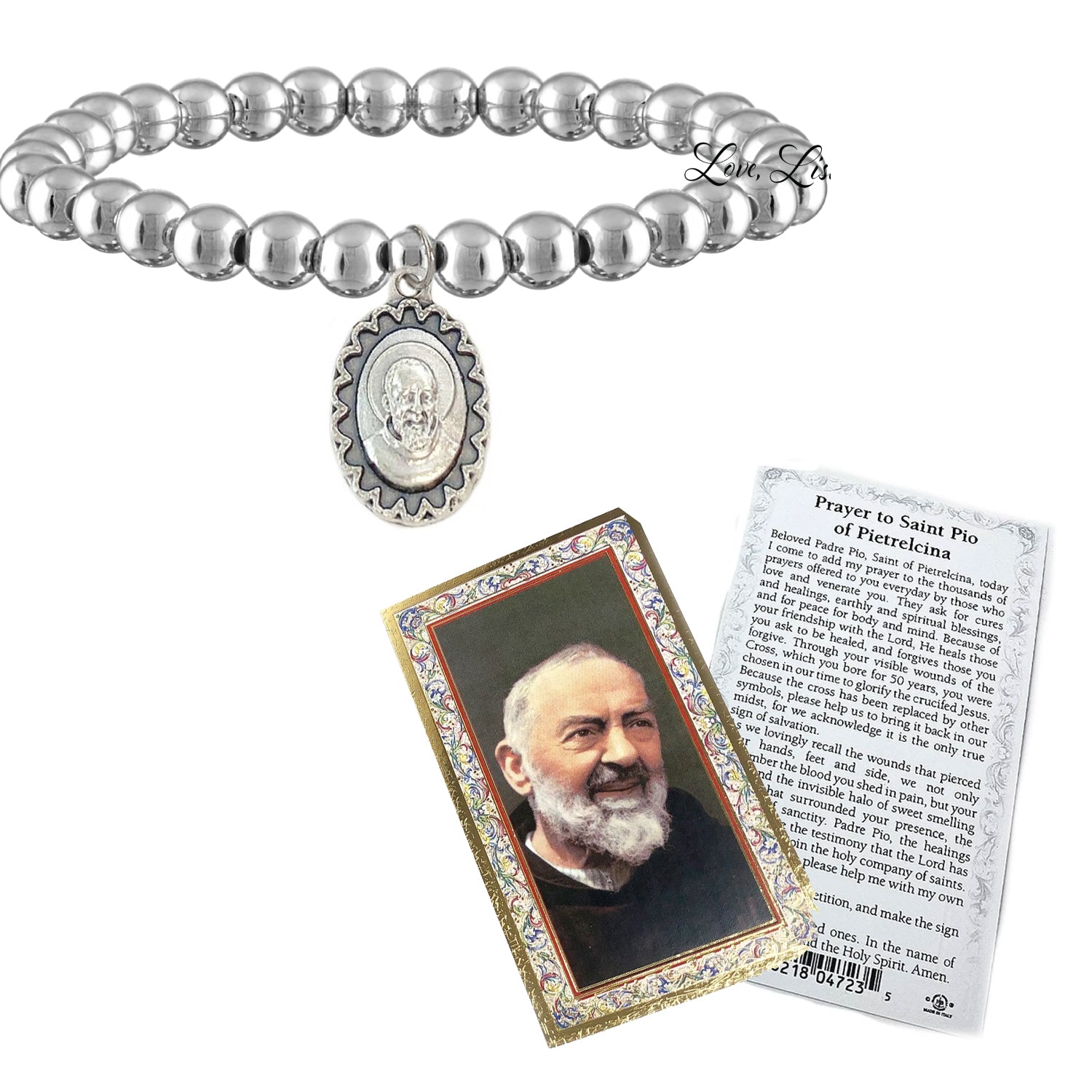 padre pio bracelet with prayer card love lisa