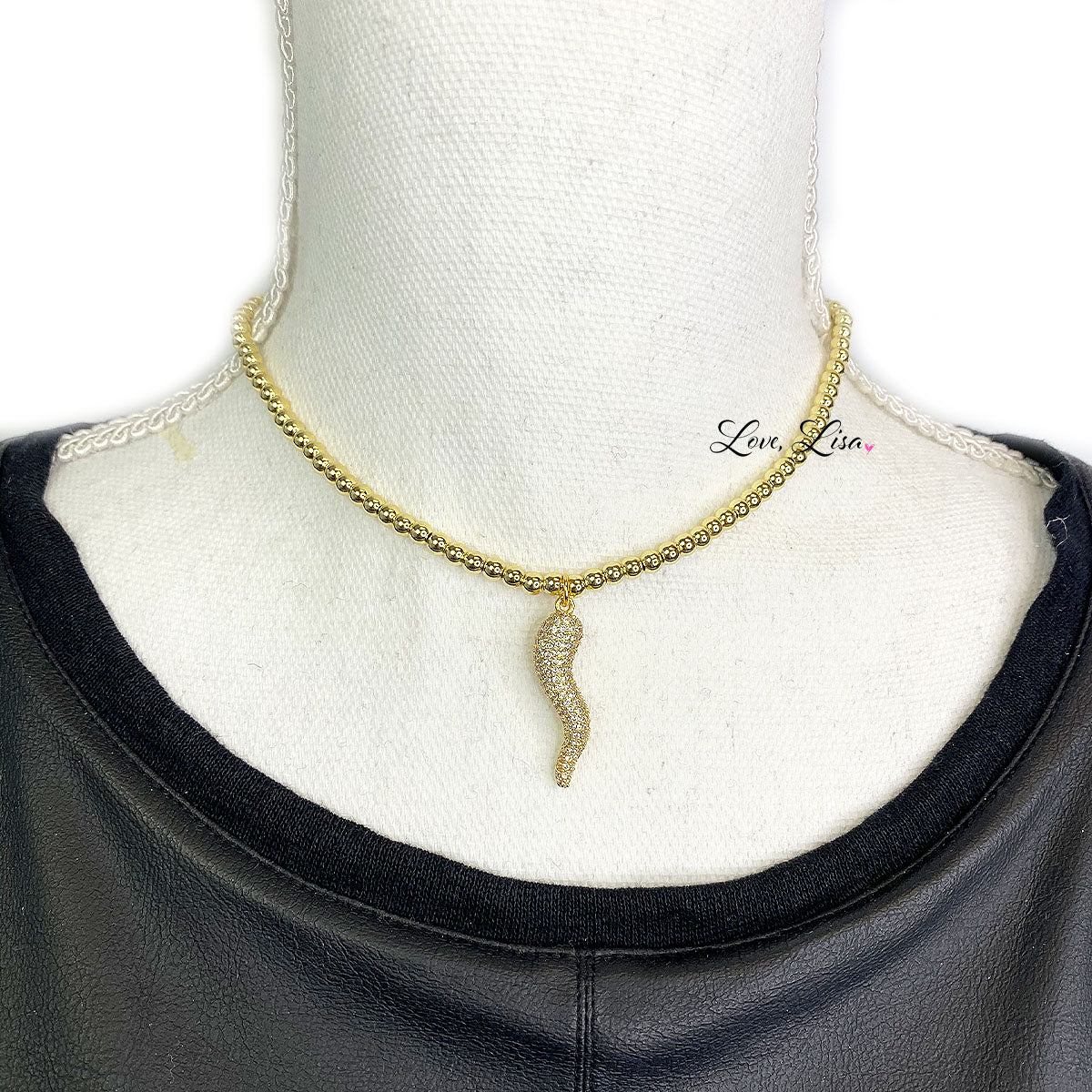 Simply Stunning Pave Horn Choker Necklace