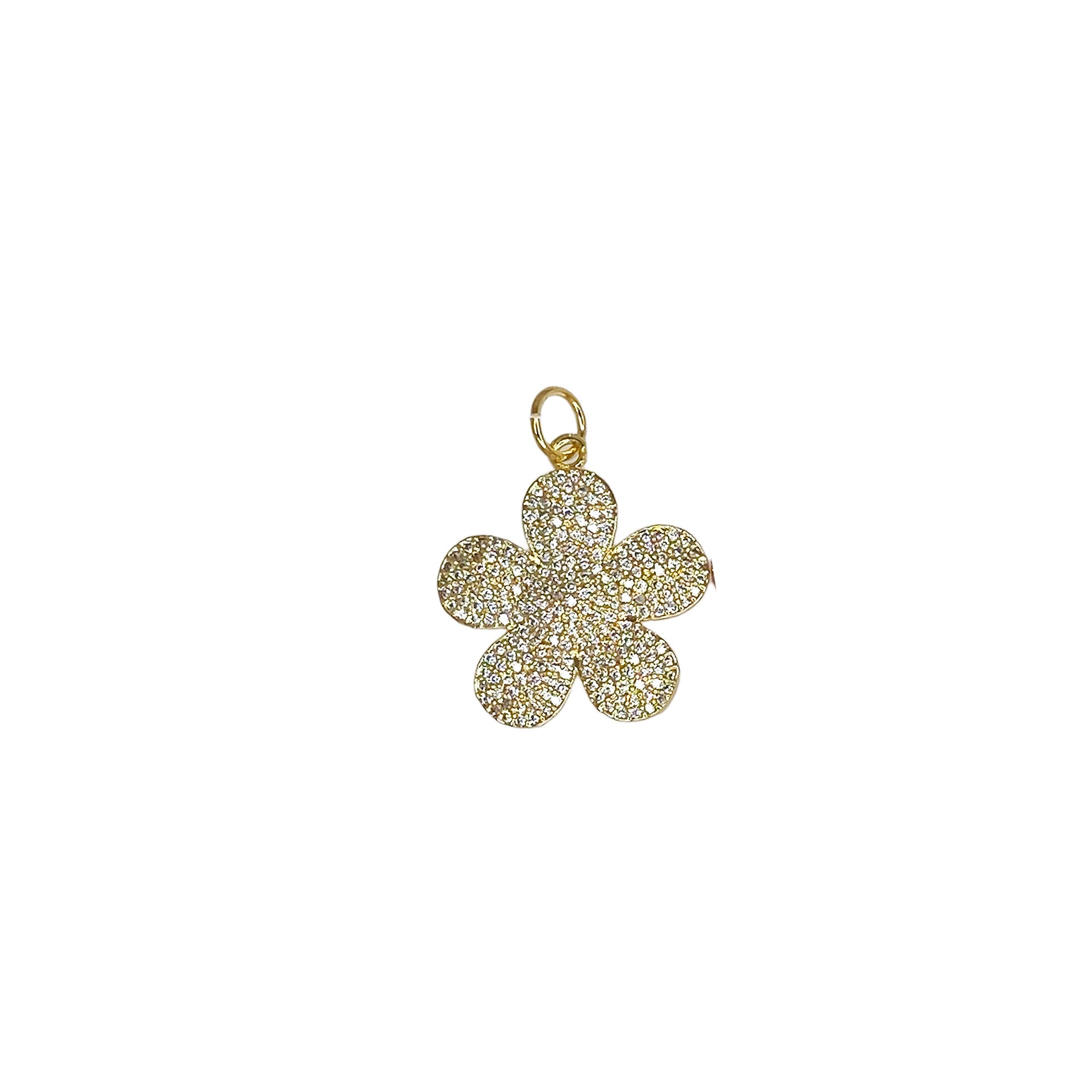love lisa petal pop flower charm in gold pavé flower pendant gift for her