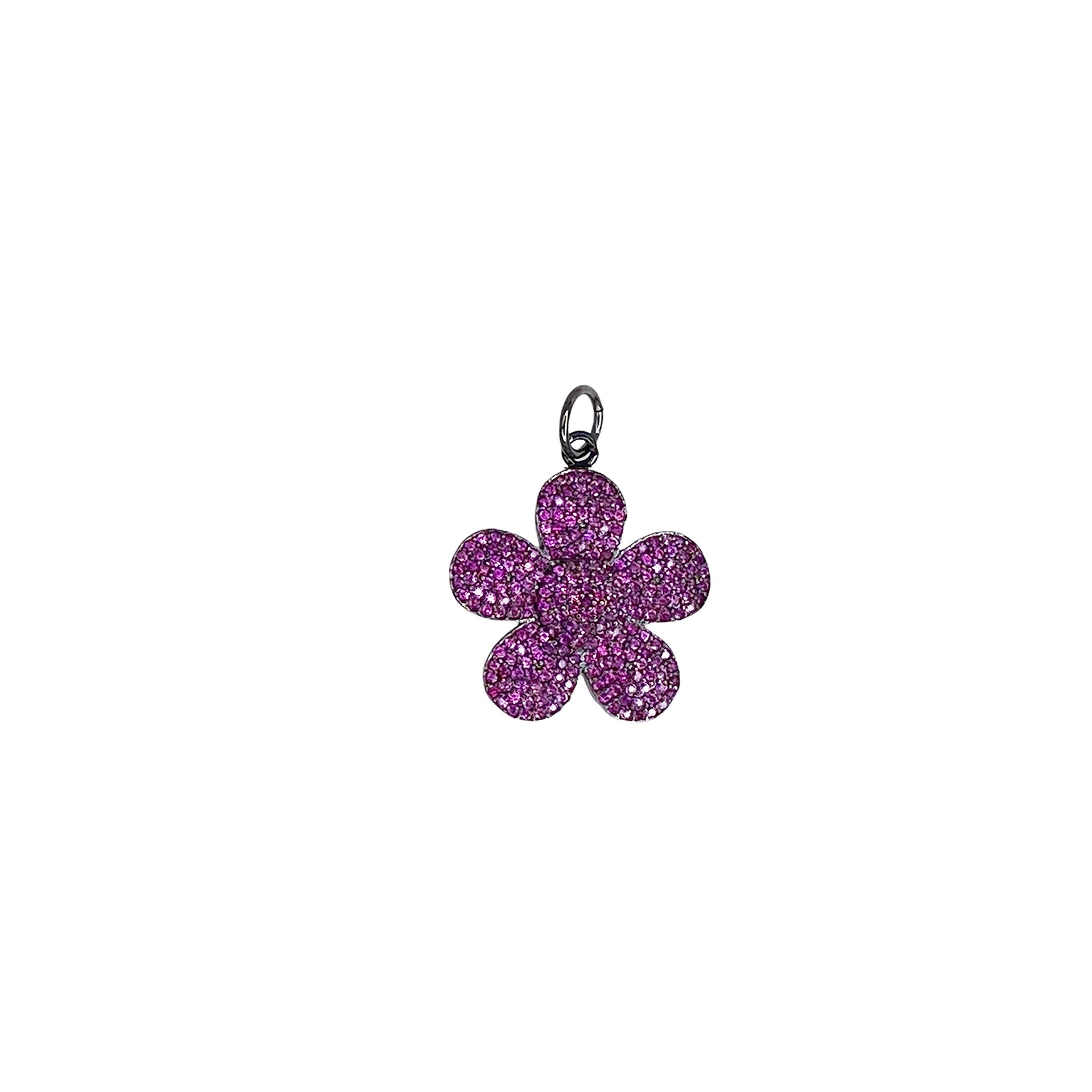 love lisa petal pop flower charm in hot pink pave crystal charm for bracelet stack