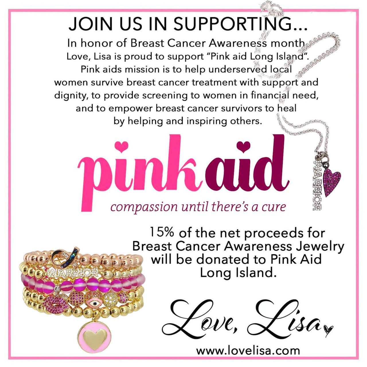 Jen Breast Cancer Awareness Golden Stack of Beaded Bracelets