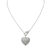  silver puffy heart necklace with pavé