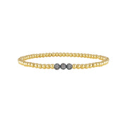 gold and gunmetal beaded ankle bracelet with rhinestone pave beads robin triple pave anklet metallic summer jewelry