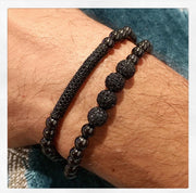 Love Lisa Rob’s Black Diamond Men’s Bracelet Set close-up pavé bead detail