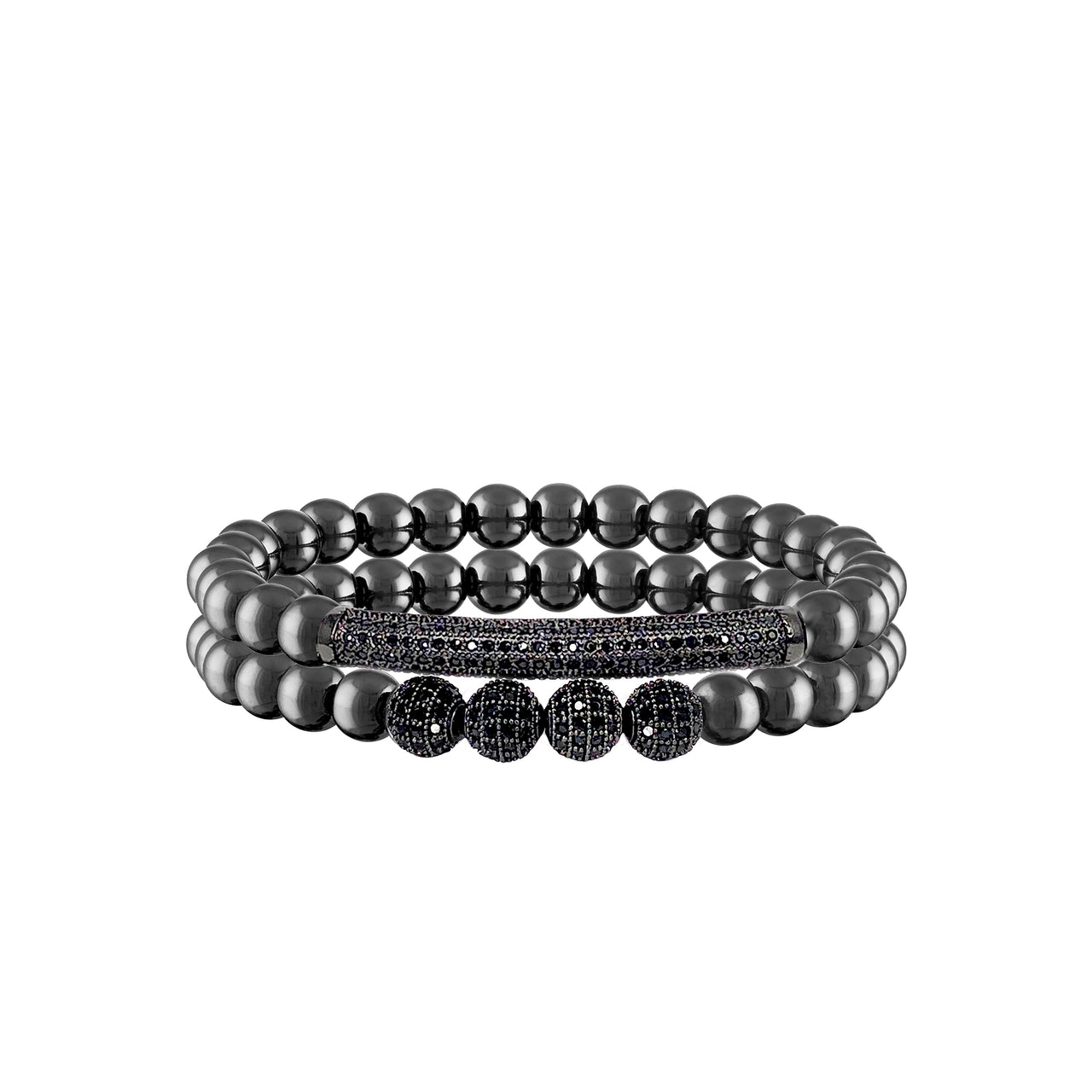 Love Lisa Rob’s Black Diamond Men’s Bracelet Set gunmetal beaded pavé design