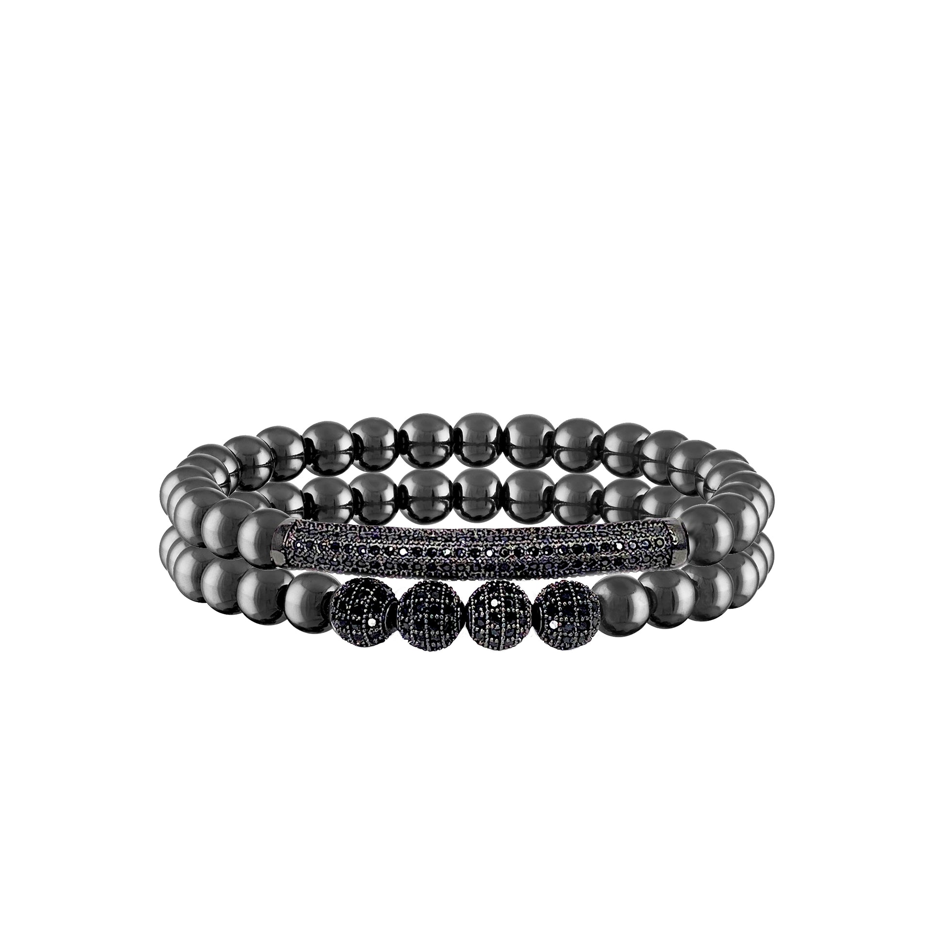 Love Lisa Rob’s Black Diamond Men’s Bracelet Set gunmetal beaded pavé design
