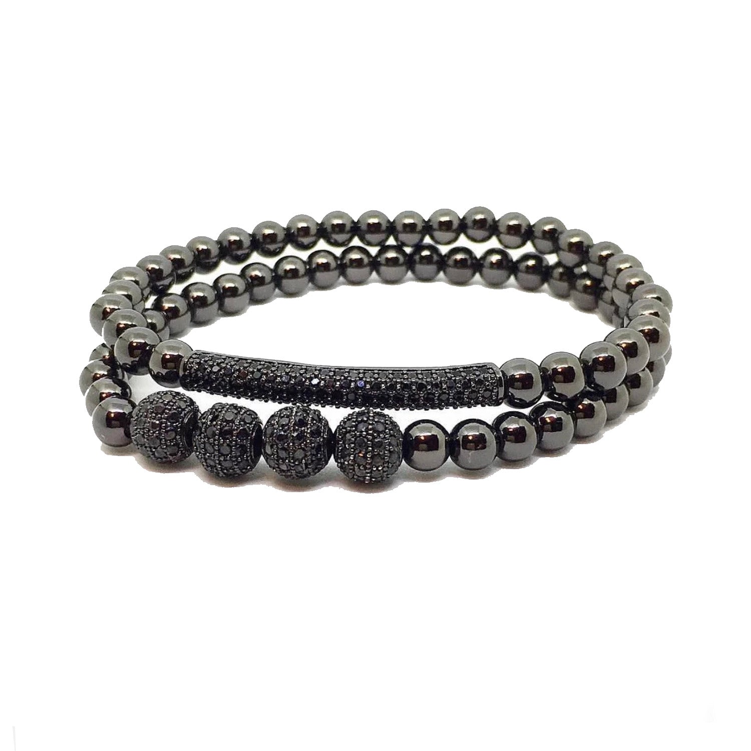 Love Lisa Rob’s Black Diamond Men’s Bracelet Set stack of black diamond bracelets