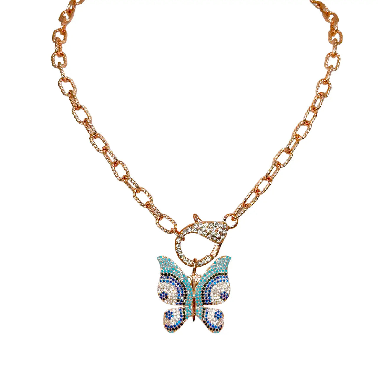 Mia Butterfly Evil Eye Rope Clasp Necklace