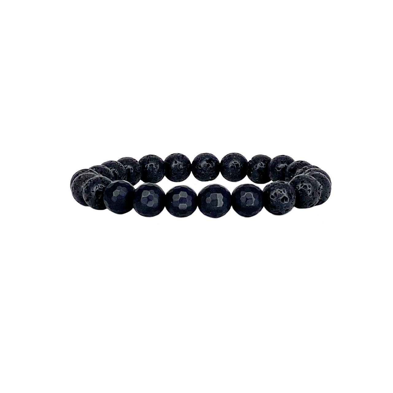 Love Lisa rudy lava rock mens beaded bracelet black lava beads and onyx stretch bracelet