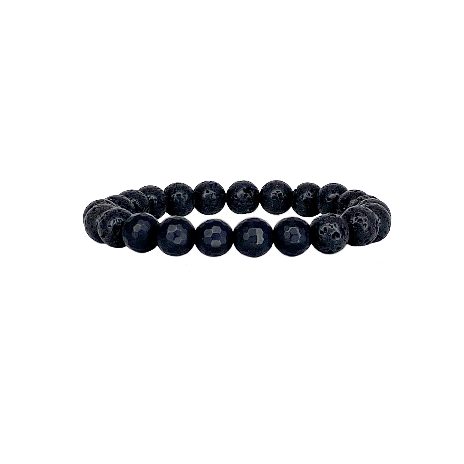 Love Lisa rudy lava rock mens beaded bracelet black lava beads and onyx stretch bracelet