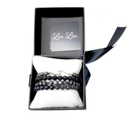 mens lava rock beaded bracelet packaged in gift box stretch bead bracelet
