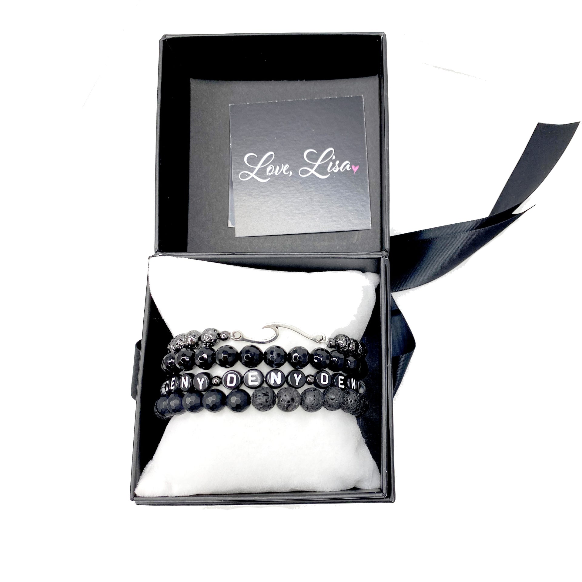 mens lava rock beaded bracelet packaged in gift box stretch bead bracelet