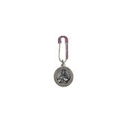 Lisa Saint Agatha Breast Cancer Survivor Safety Pin in Silver with rhinestone pin, two-sided medal, survivor message
