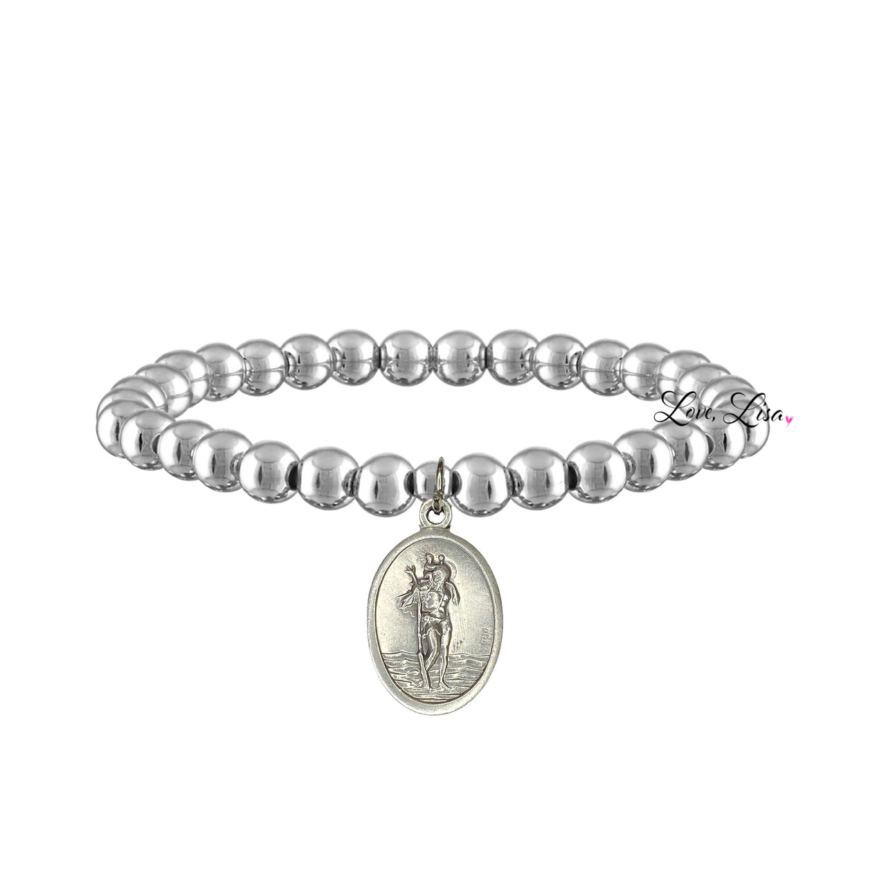 aint christopher new driver bracelet silver beads travel gift love lisa