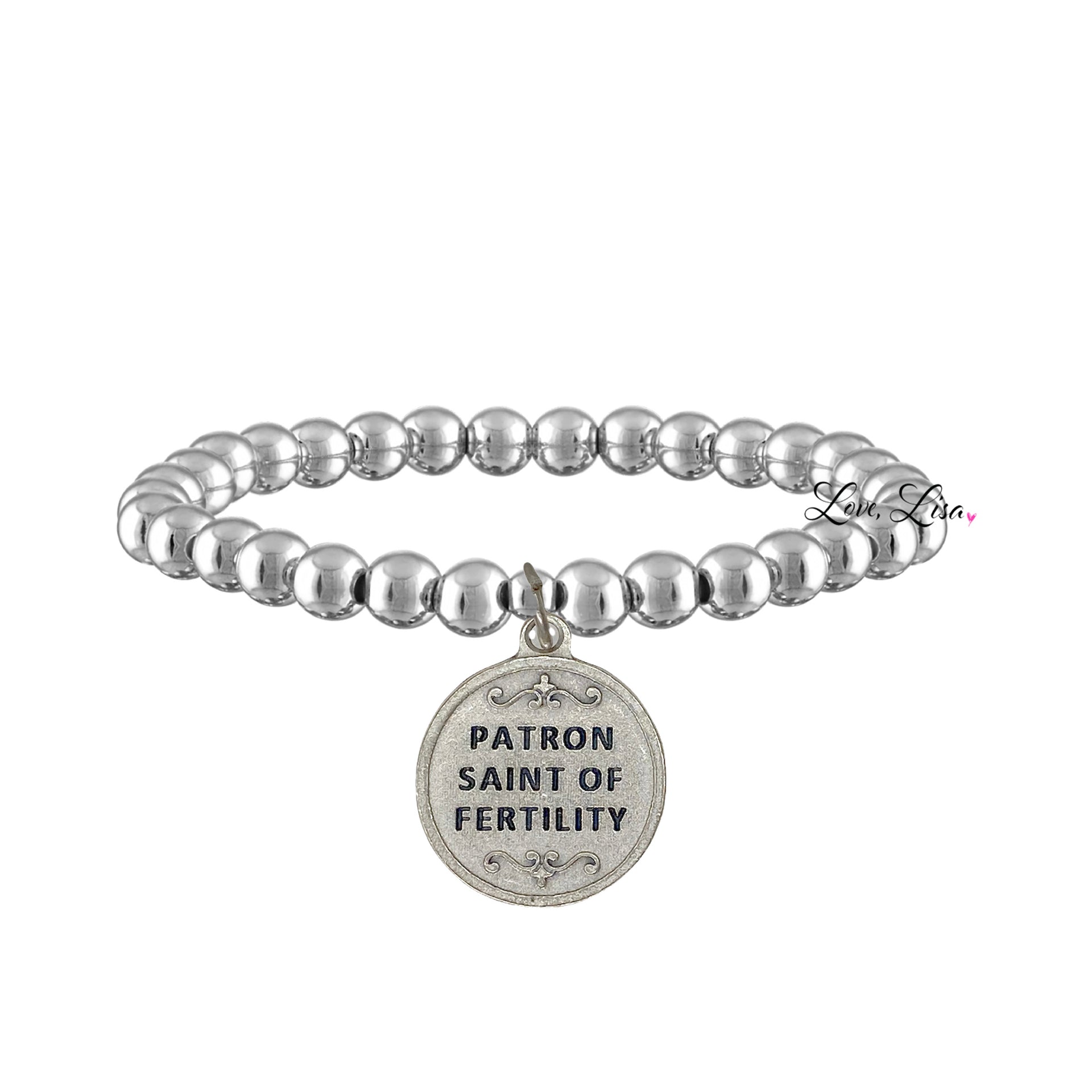 silver beaded saint gerard fertility beaded bracelet