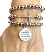 Love Lisa saint josemaria diabetes bracelet worn on wrist beaded stretch bracelet with medal for spiritual support and healing