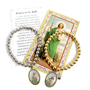 saint jude prayer card with beaded bracelet religious devotional gift for hope renewal and strength
