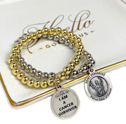 saint peregrine cancer bracelet beaded gold and silver healing charm