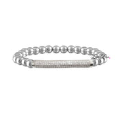 silver beaded bracelet with polished bar detail minimal stacking jewelry for women