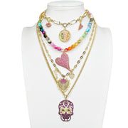 Love Lisa layered gemstone necklaces featuring scarlett fire agate heart pendant