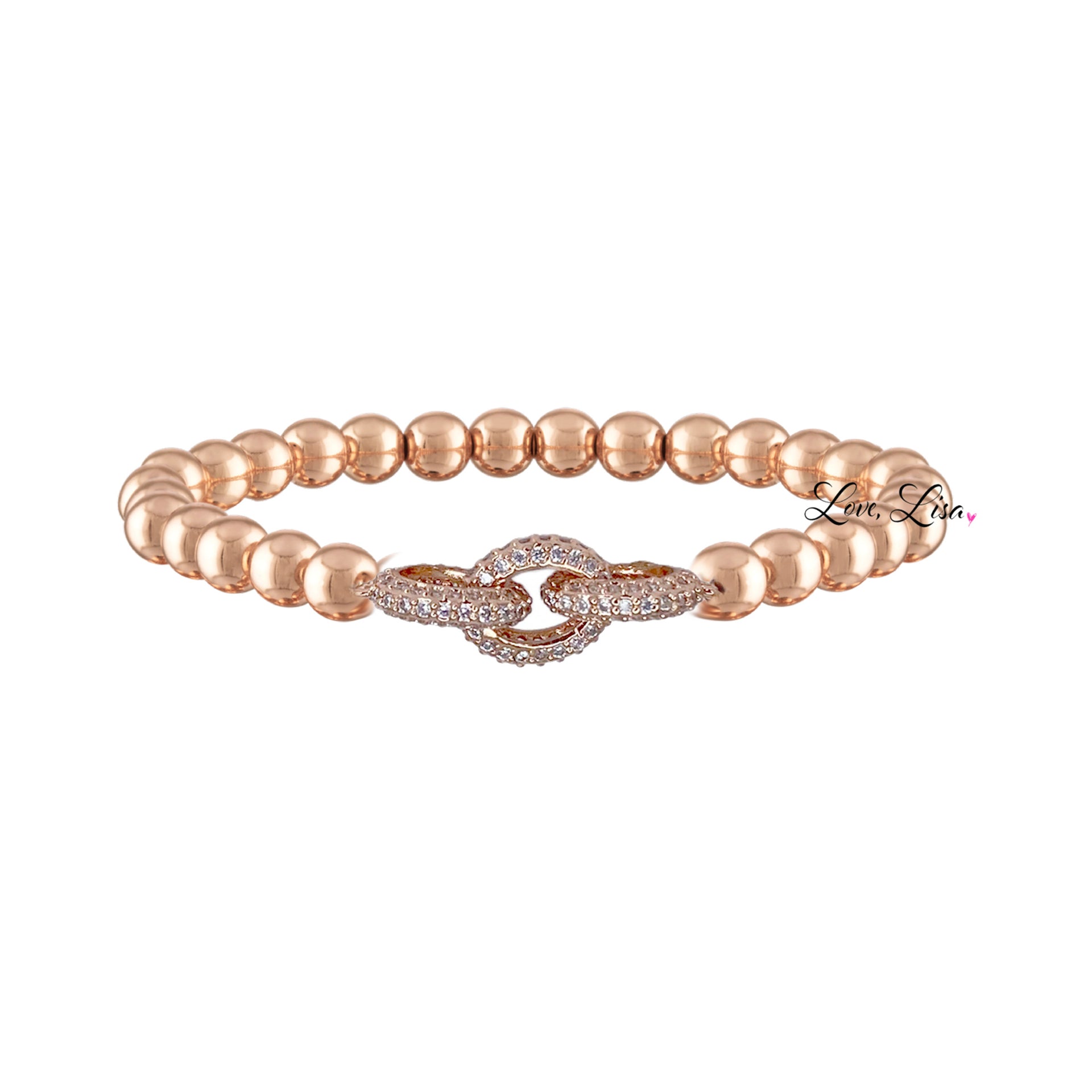 Love Lisa Silvania’s Link Bracelet in rose gold with pavé infinity charm