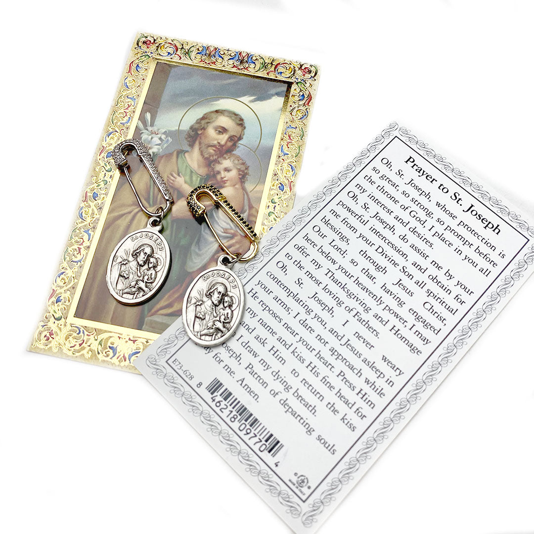 St Joseph prayer card included with safety pin