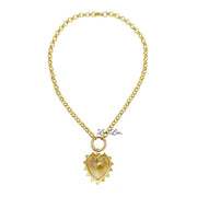  closeup gold heart necklace with spikes love lisa jewelry